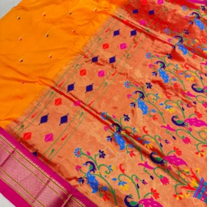 Rajputana - Orange Pure Silk Paithani Saree
