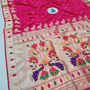 Rajputana – Rani Pink with Golden Zari Paithani Saree